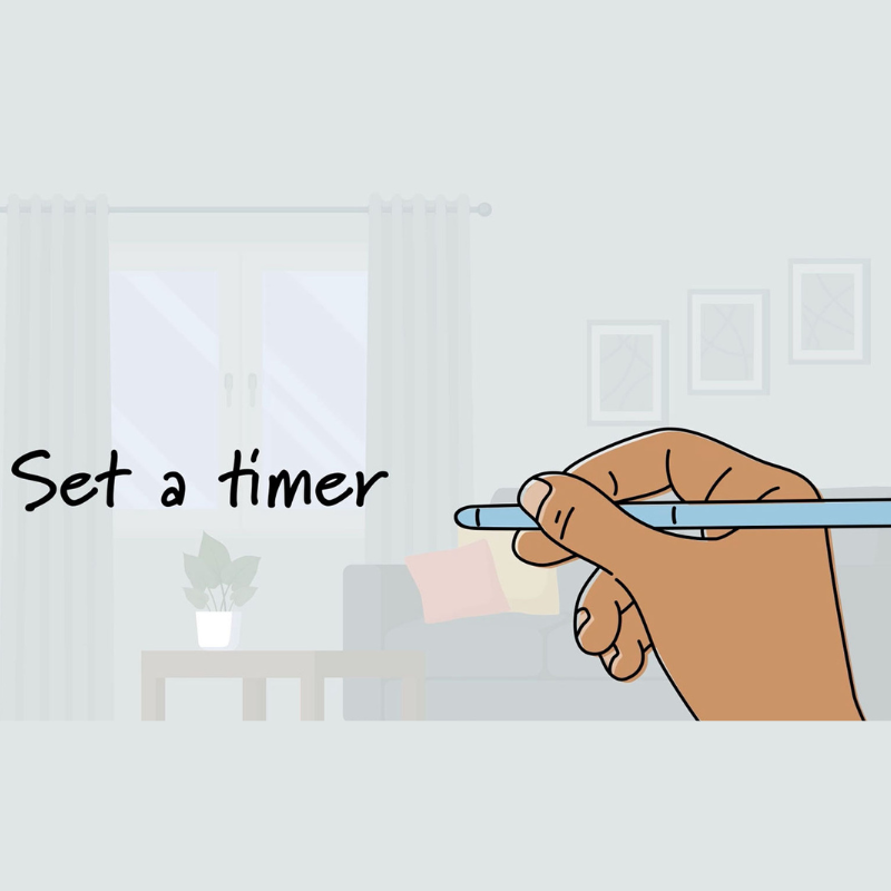 Pen writing "set a timer"