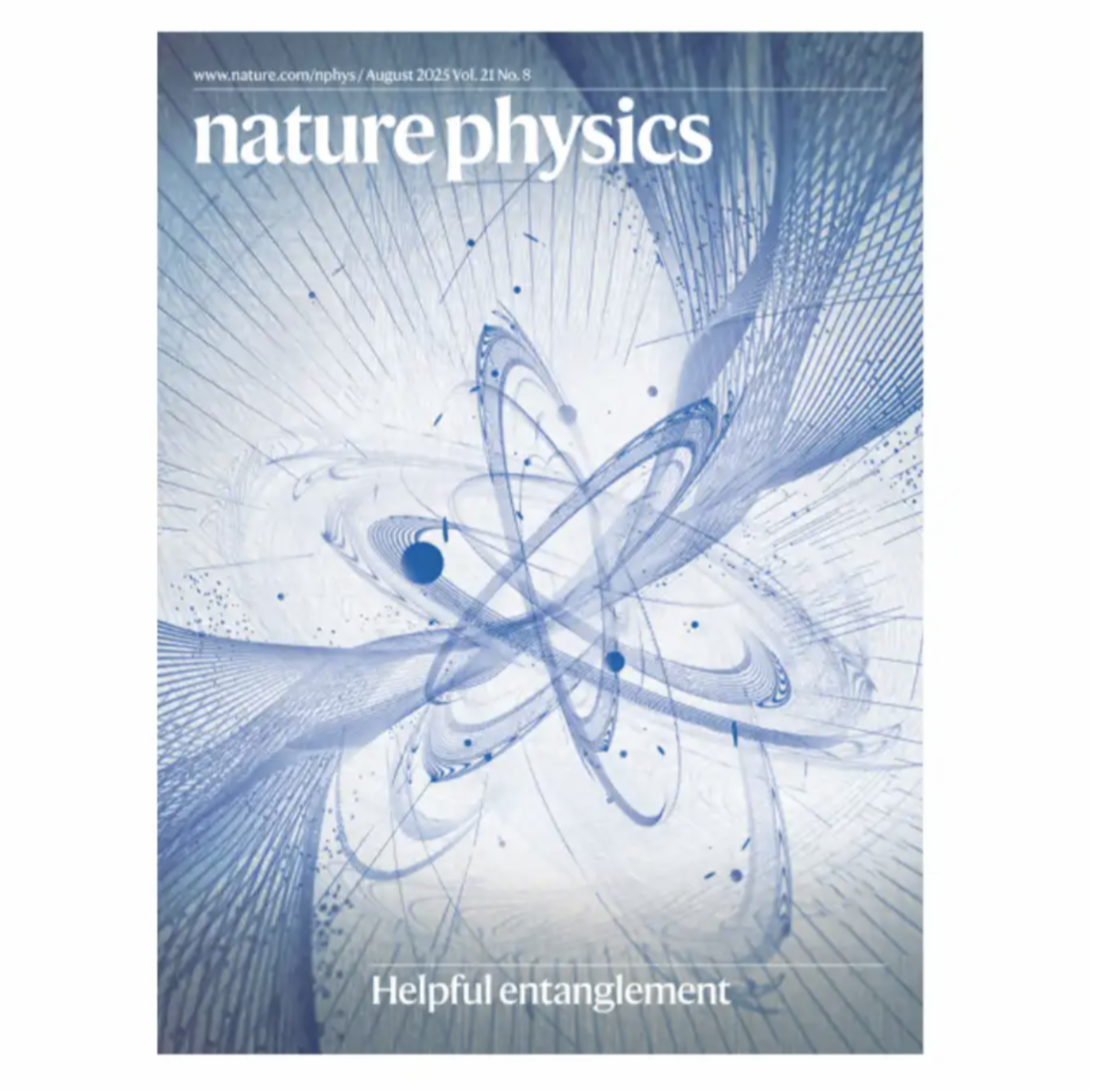 cover of Nature Physics journal showing entanglement
