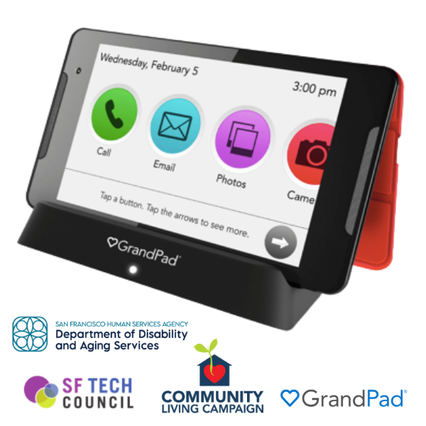 GrandPad Tablet with 4 large buttons_logos from DAS-SFTC-CLC-GrandPad