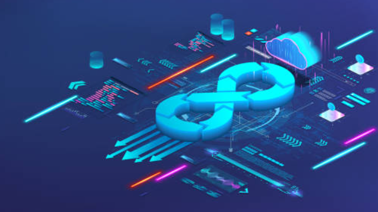 Data center server racks. IT modern hardware server room data storage center database information system. Hosting it data backup computing technology service network security artificial intelligence supercomputers 3D mixed-media illustration