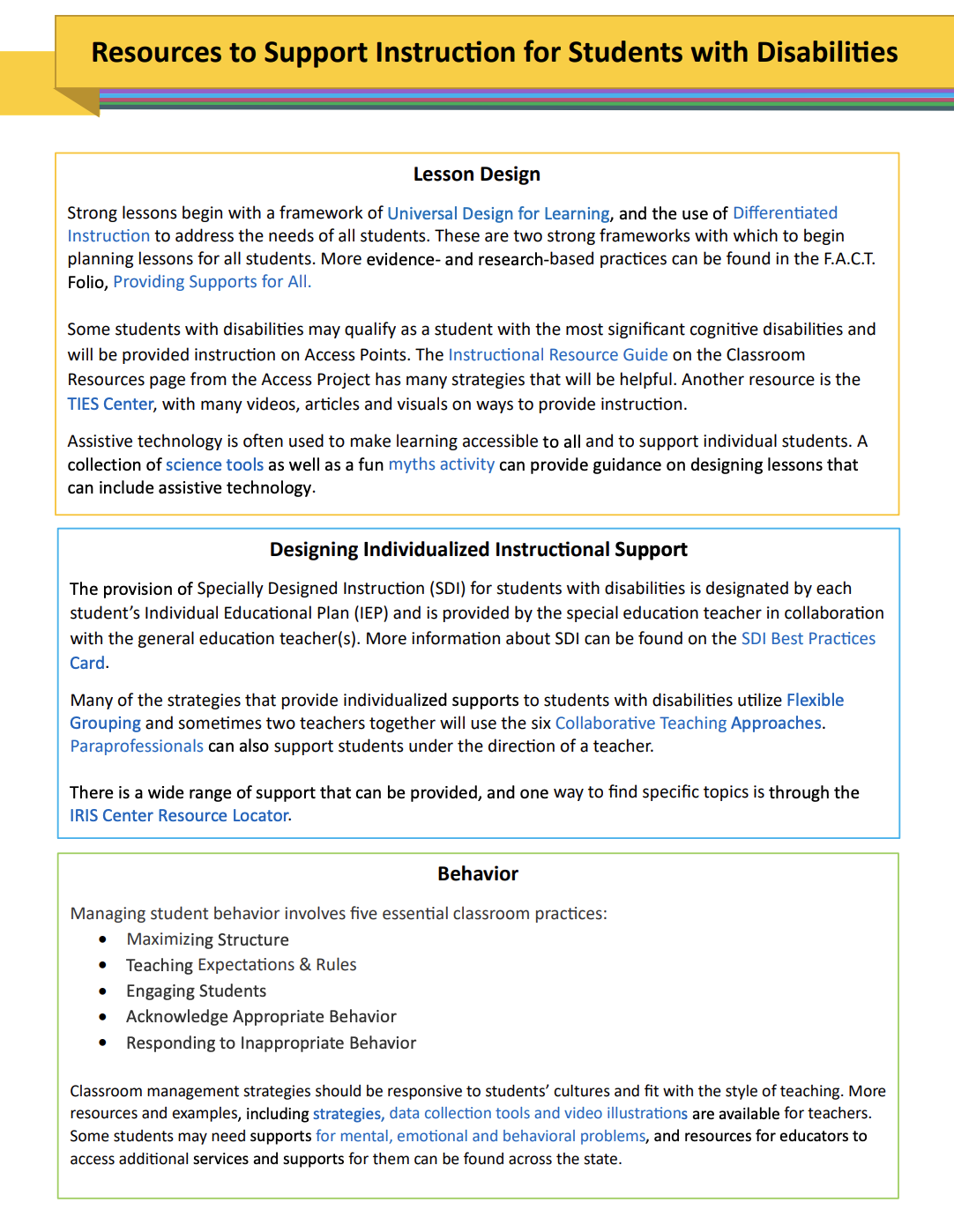 Resources to Support Students with Disabilities