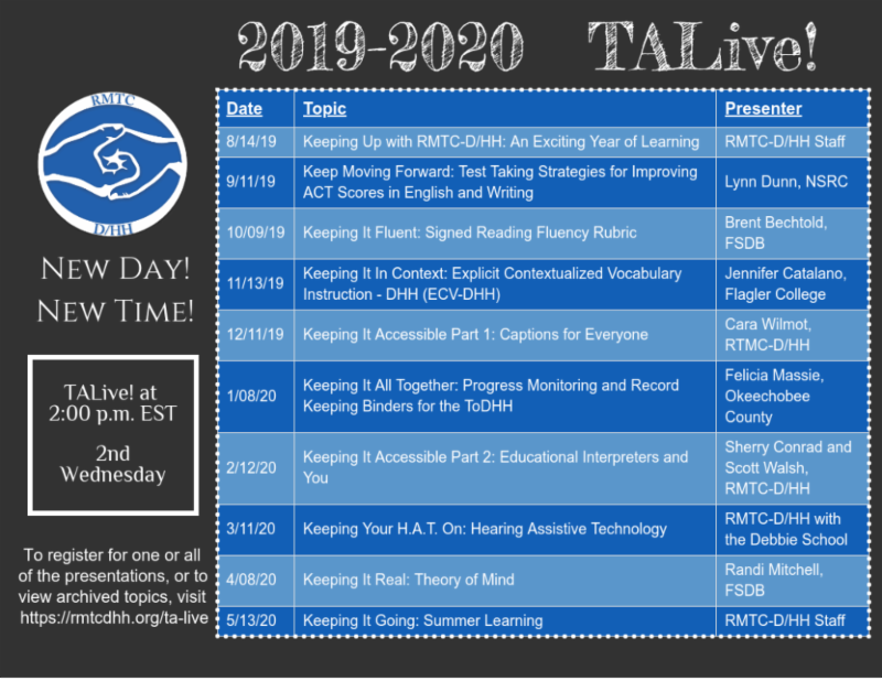 TALive! 2019-2020 schedule