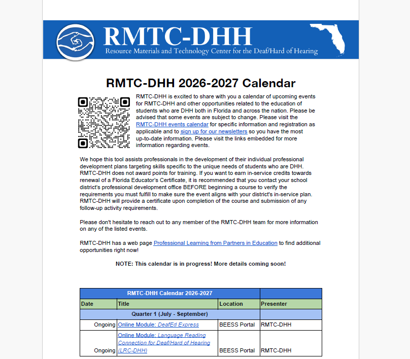 Screenshot of the 26/27 RMTC Calendar