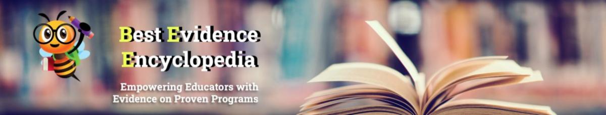 Best Evidence Encyclopedia logo with a bee holding a pencil and a book