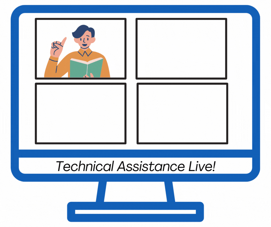 TA-Live! gif with 2 women and RMTC logo moving on to a computer