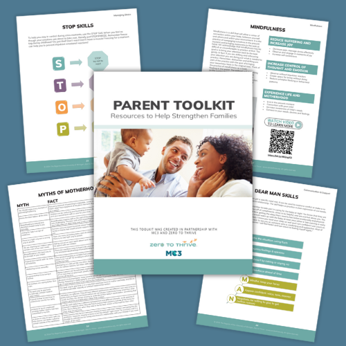 Preview of MC3 Parent Toolkit front cover and inside pages.