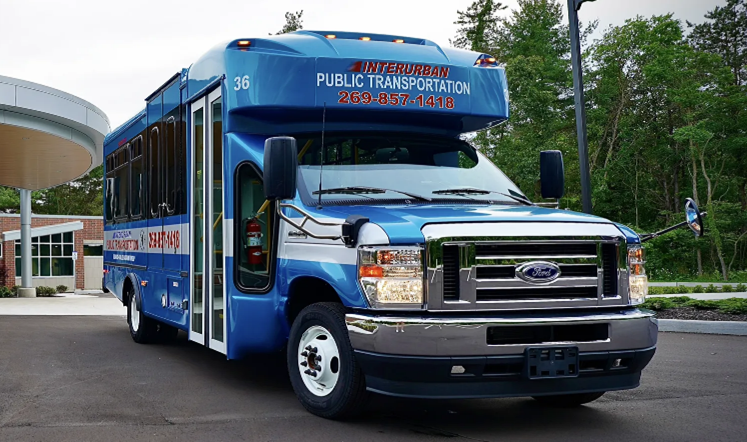 A photo of an Interurban Transit Authority shuttle bus.