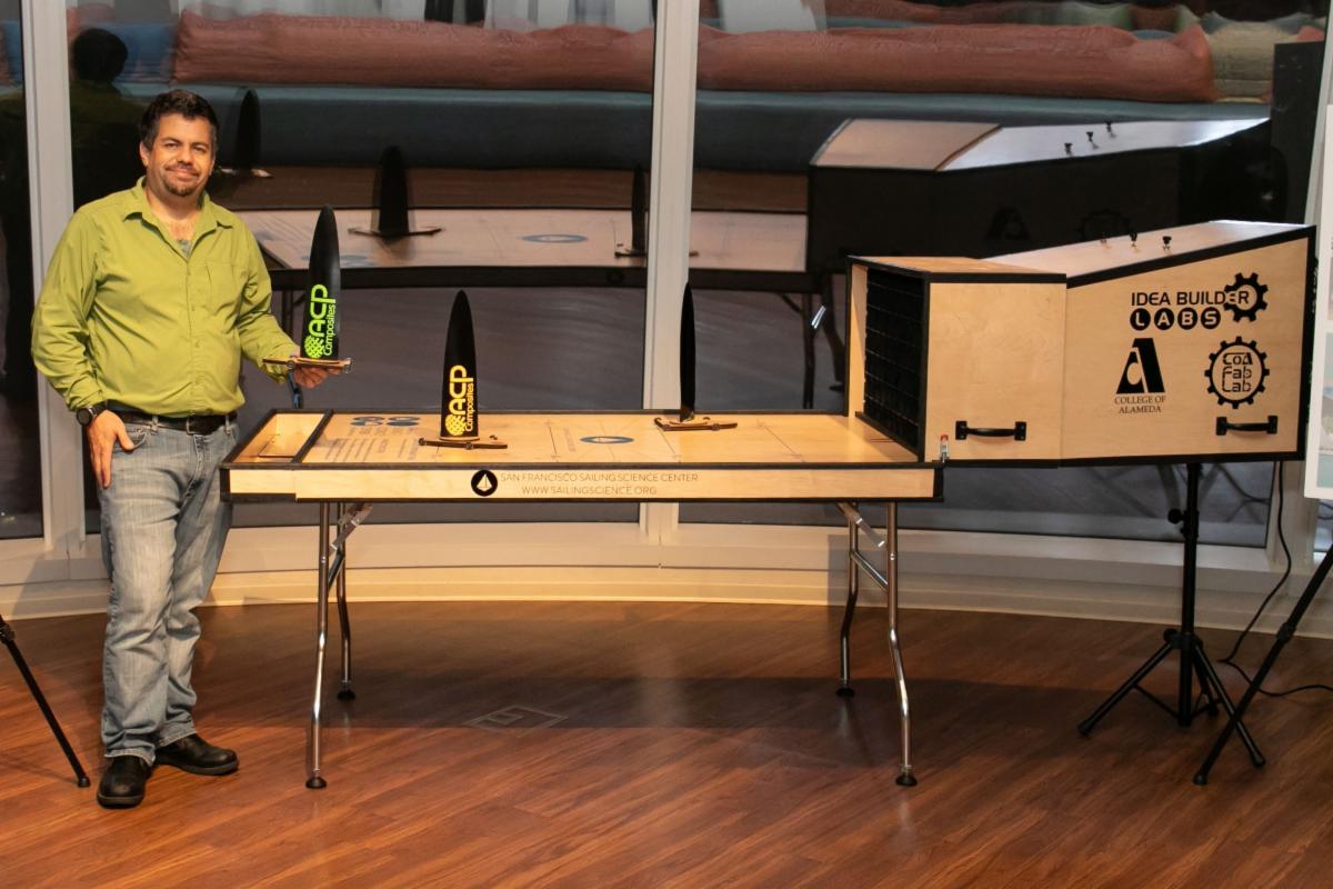 Danny Beesley with the Model Yacht Experiment Table
