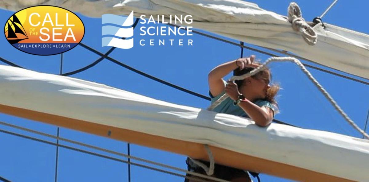 Matthew Turner crew aloft heaving a line with COTS and SSC logos