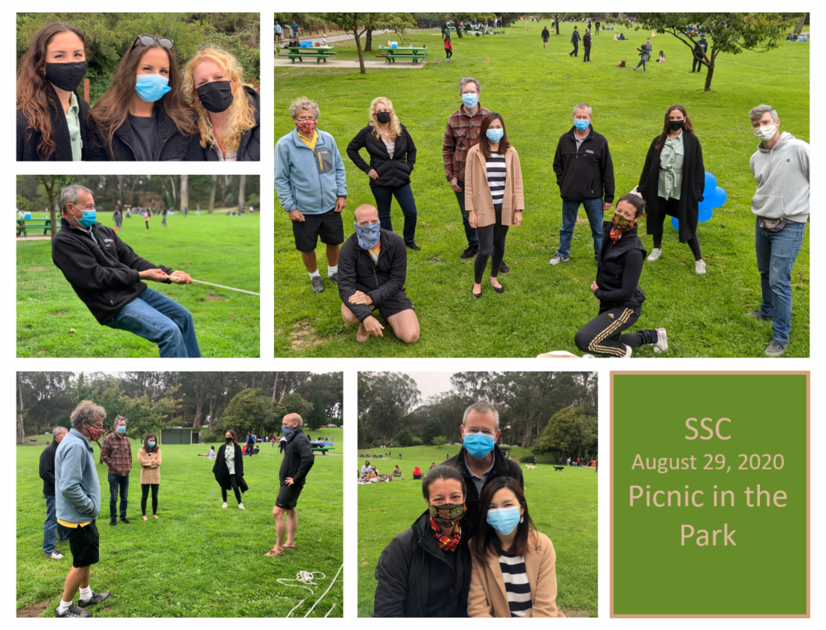 Volunteers enjoying a socially-distanced picnic in Golden Gate Park