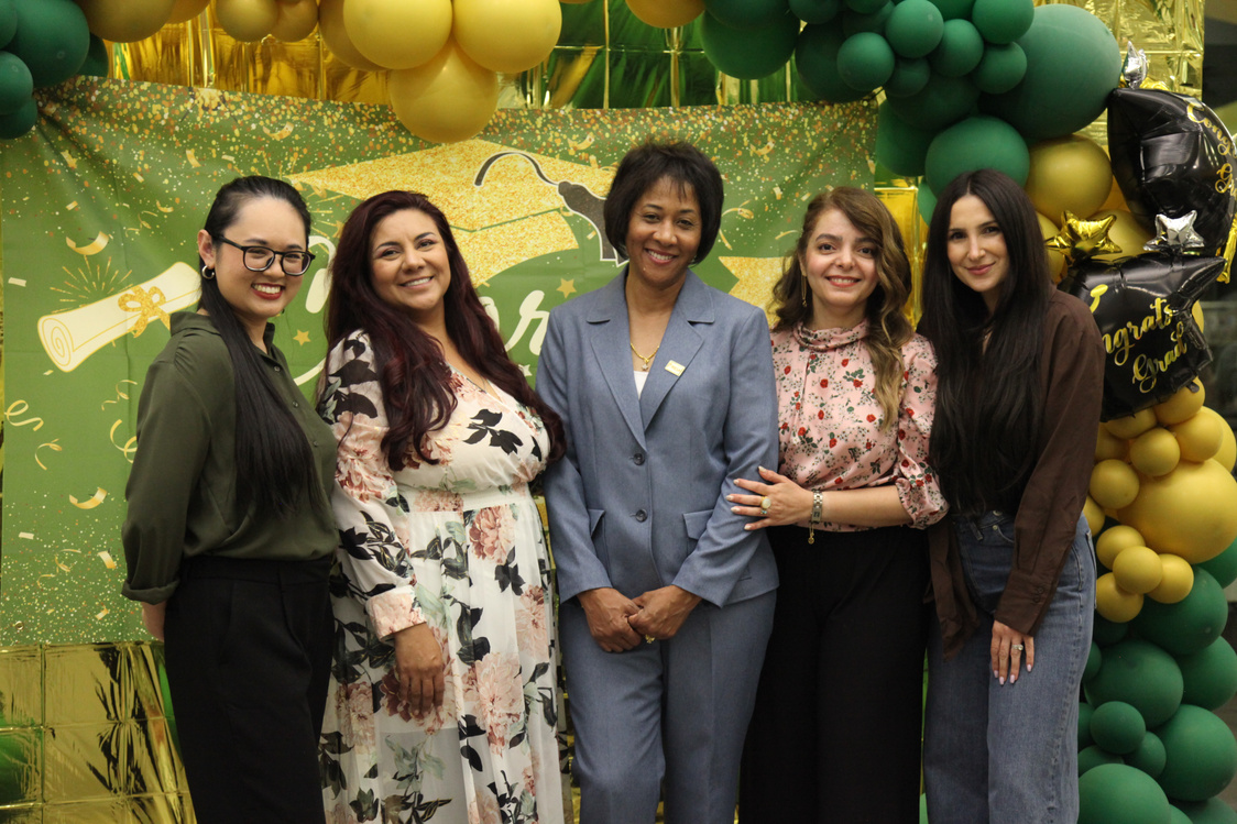 Pictured Left to Right: MESA Program Staff Vivian Vy Le, Program Staff Sandy Illescas, Program Director Pamela Byrd Williams, Program Staff Dr. Fay Sheikholeslami, and STEM Counselor Meline Aramyan Keoseian