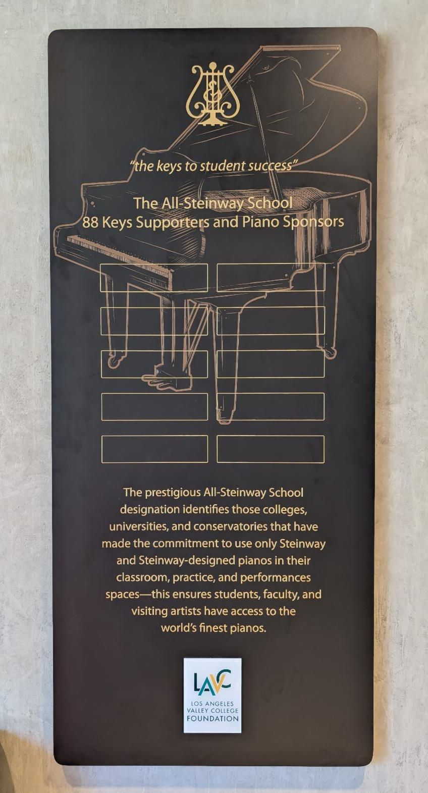 Photo of 88 Keys Donor Sign 