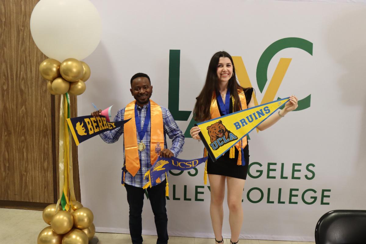 Derrick Kamara and Sasha Zeven, who have been accepted for transfer at UC Berkeley, UC San Diego, and UCLA. 