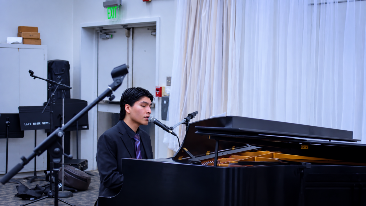 LAVC Music student Brandon Vega playing piano