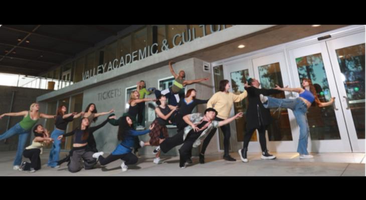 LAVC Dance Students in front of the Valley Academic and Cultural Center