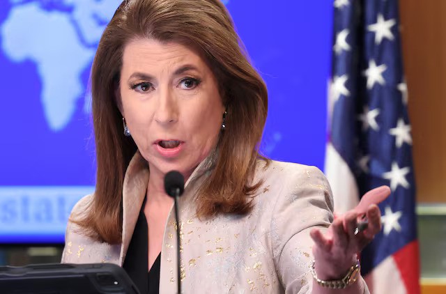 U.S. State Department spokesperson Tammy Bruce speaks during her first press briefing at the State Department in Washington, D.C., U.S., March 6, 2025. REUTERS/Kevin Lamarque/File Photo