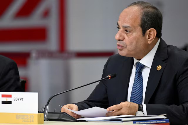 Egyptian President Abdel Fattah al-Sisi attends the extended format meeting of the BRICS summit in Kazan, Russia on October 23, 2024. ALEXANDER NEMENOV/Pool via REUTERS/File Photo