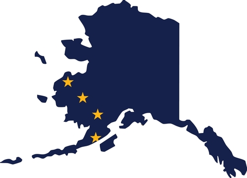 Alaska State Map with Flag Vector Illustration