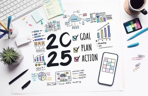 2025 business plan with digital transformation.strategy and marketing analysis concepts.creativity and trend research