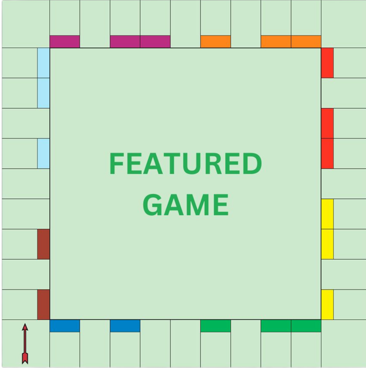 Words Featured Game in green on green board-game background with a few spots in other colors