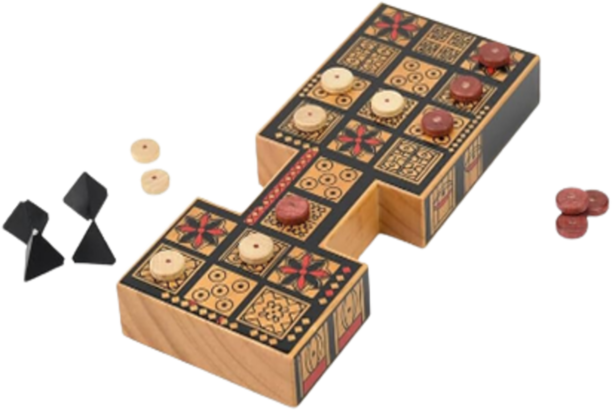Ur game board and pieces