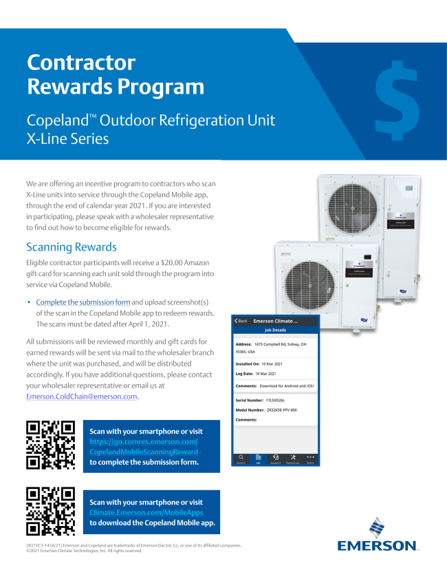 Copeland™ XLine Series Contractor Rewards Program