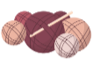 Illustration of a crochet hook and balls of yarn