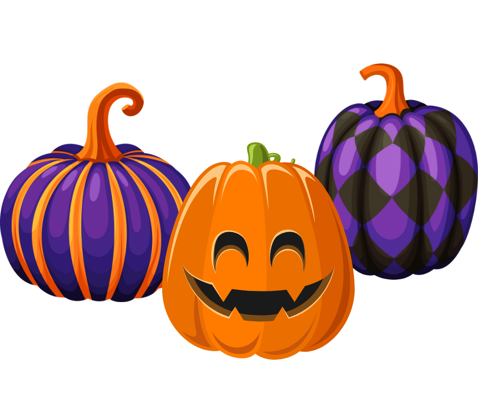 Illustration of different colored pumpkins