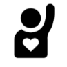 Silhouette of a person raising their hand