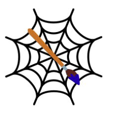 Illustration of a web and a paint brush