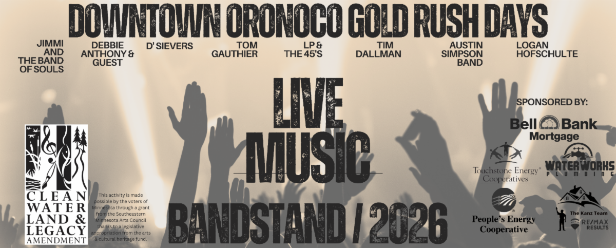 Band stand poster for Downtown Oronoco Gold Ruch Days