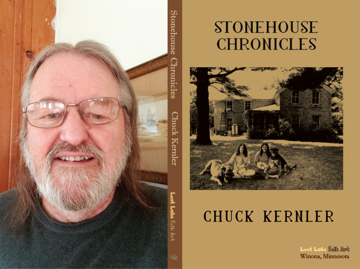 Photo headshot of author Chuck Kernler (left), and the cover of his book, "Stonehouse Chronicles" (right).