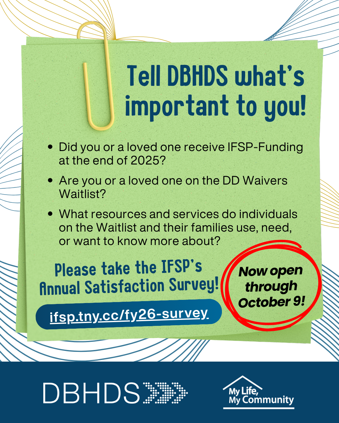 IFSP Satisfaction Survey open through October 9, 2026