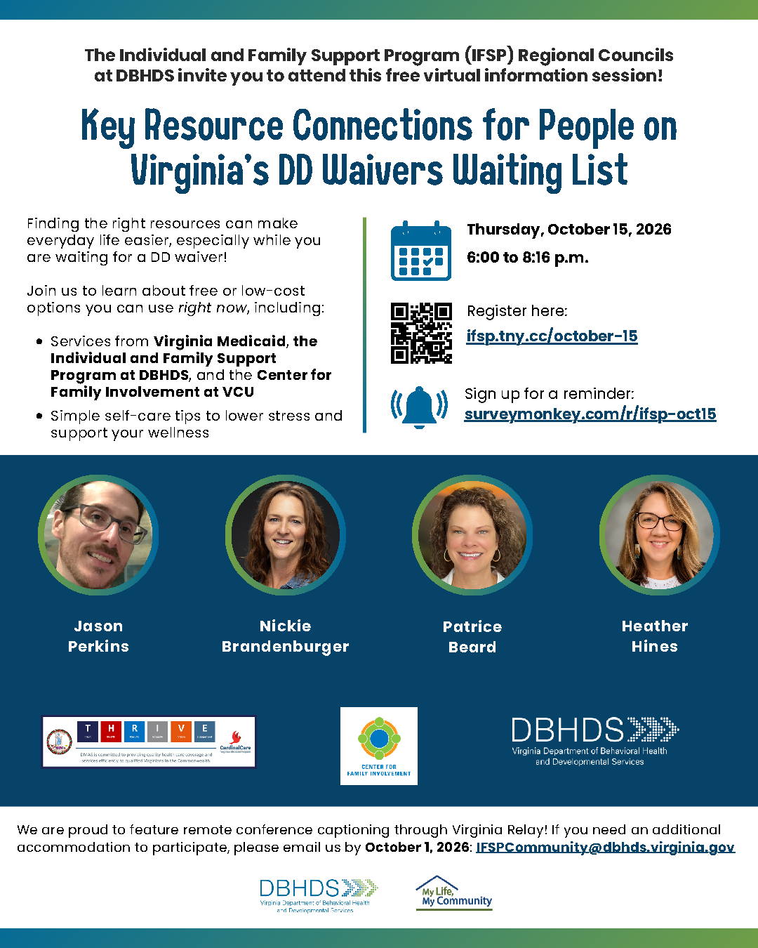 Flyer for IFSP Regional Council information session about Waitlist resource connections