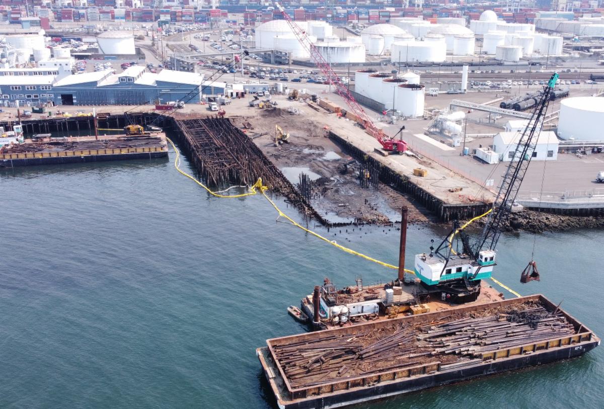 Aerial view of construction site