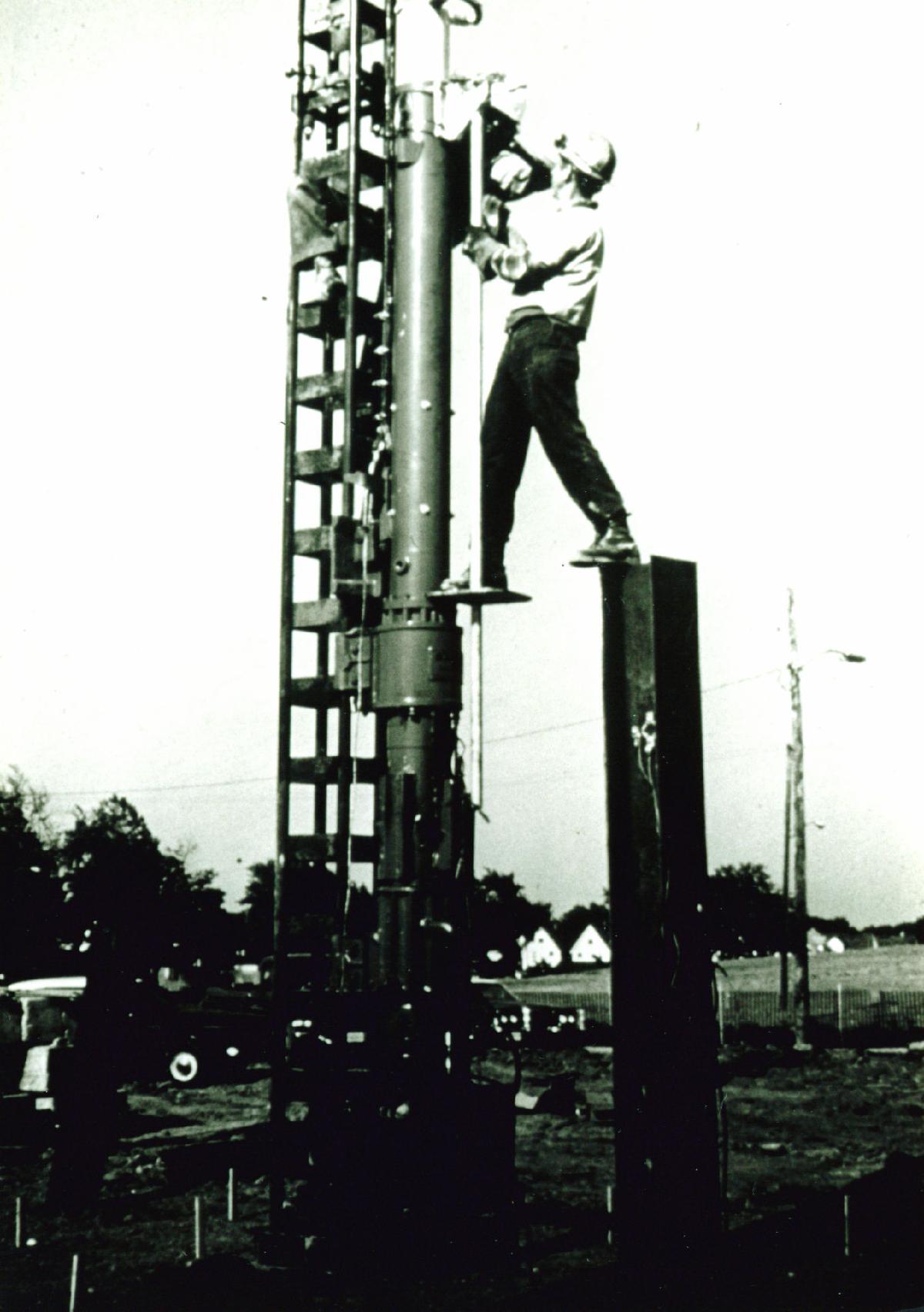 Old photo of pile testing