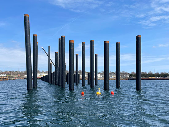Construction of NOAA pier consisting of steel pipe piles