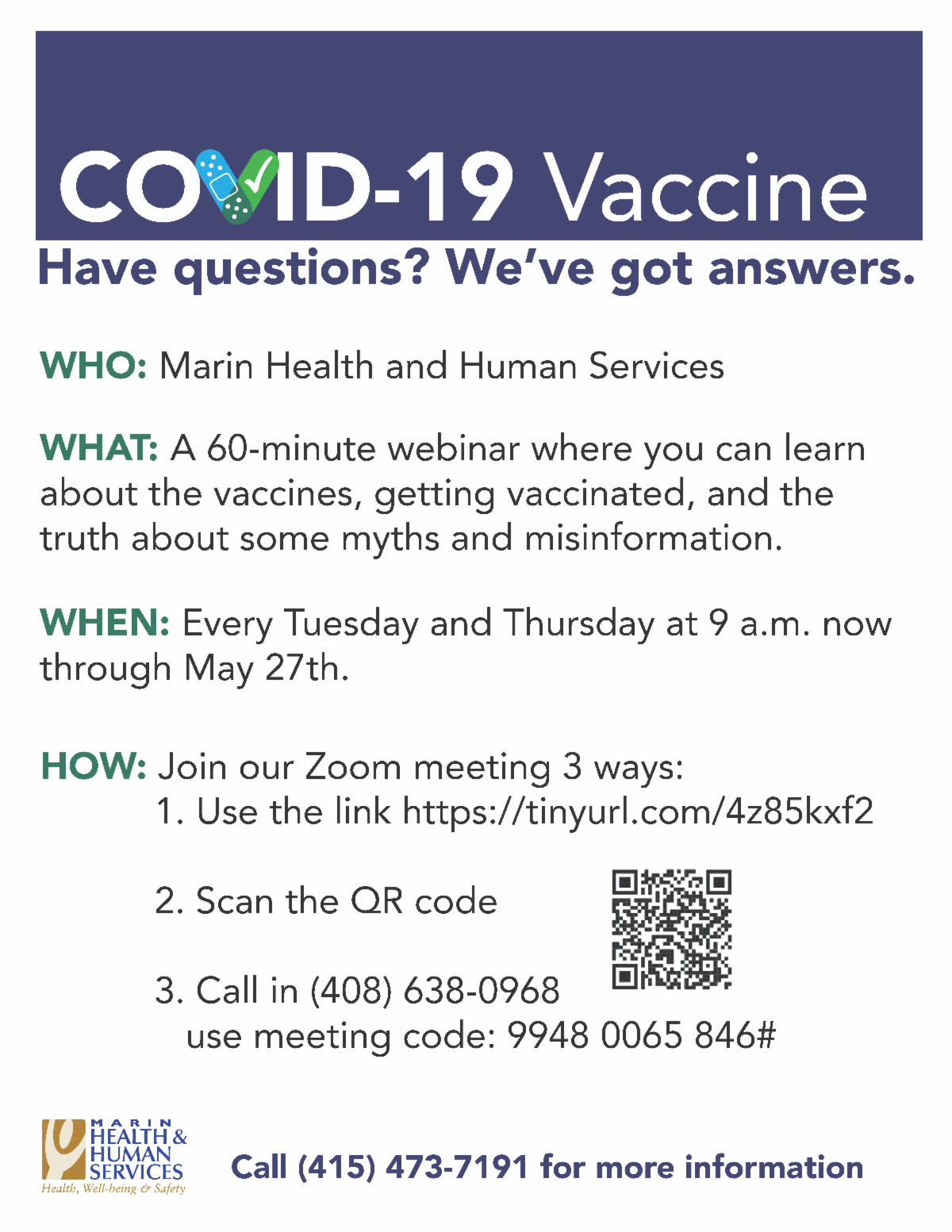 Weekly vax webinars English