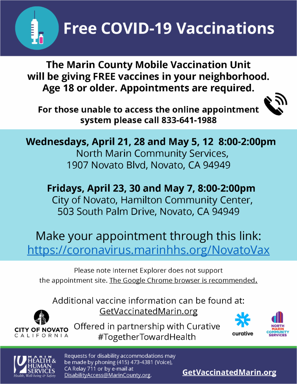 Novato Vaccine Flyer - English