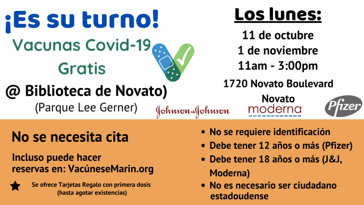 Vax at Novato Library - Spanish