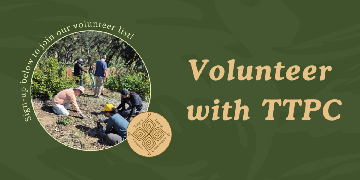This green banner reads, "Sign-up now to join our volunteer list. Volunteer with TTPC."