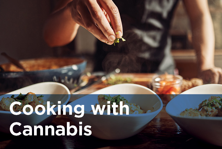 Cooking with Cannabis with image of chef in kitchen in background