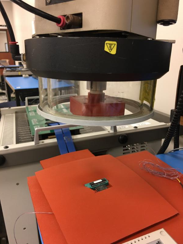 temperature chamber over thermal rubber sheets 