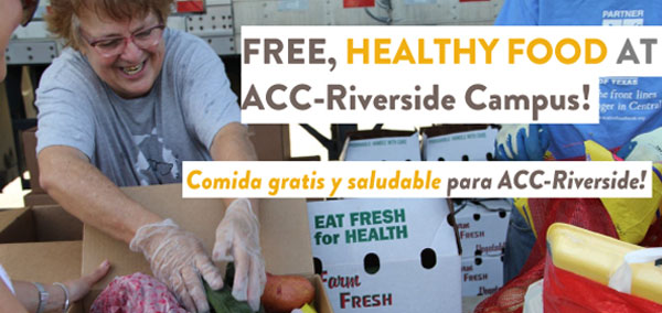 Food Pantry Newsletter Header
Free Healthy Food at ACC Riverside Campus. Comida gratis y saludable para ACC-Riverside.