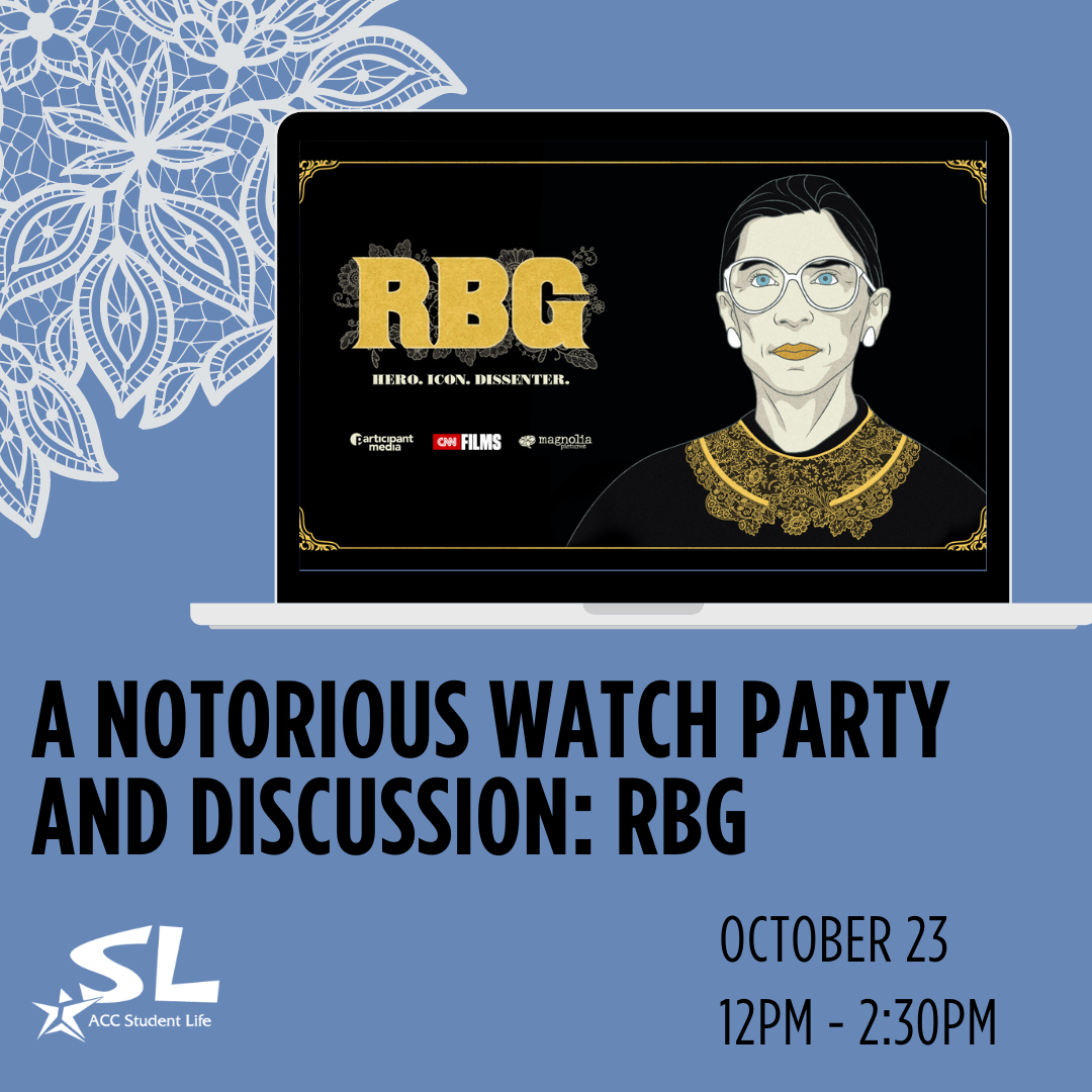 A Notorious Watch Party and Discussion: RBG October 23 12:00 - 2:30 PM