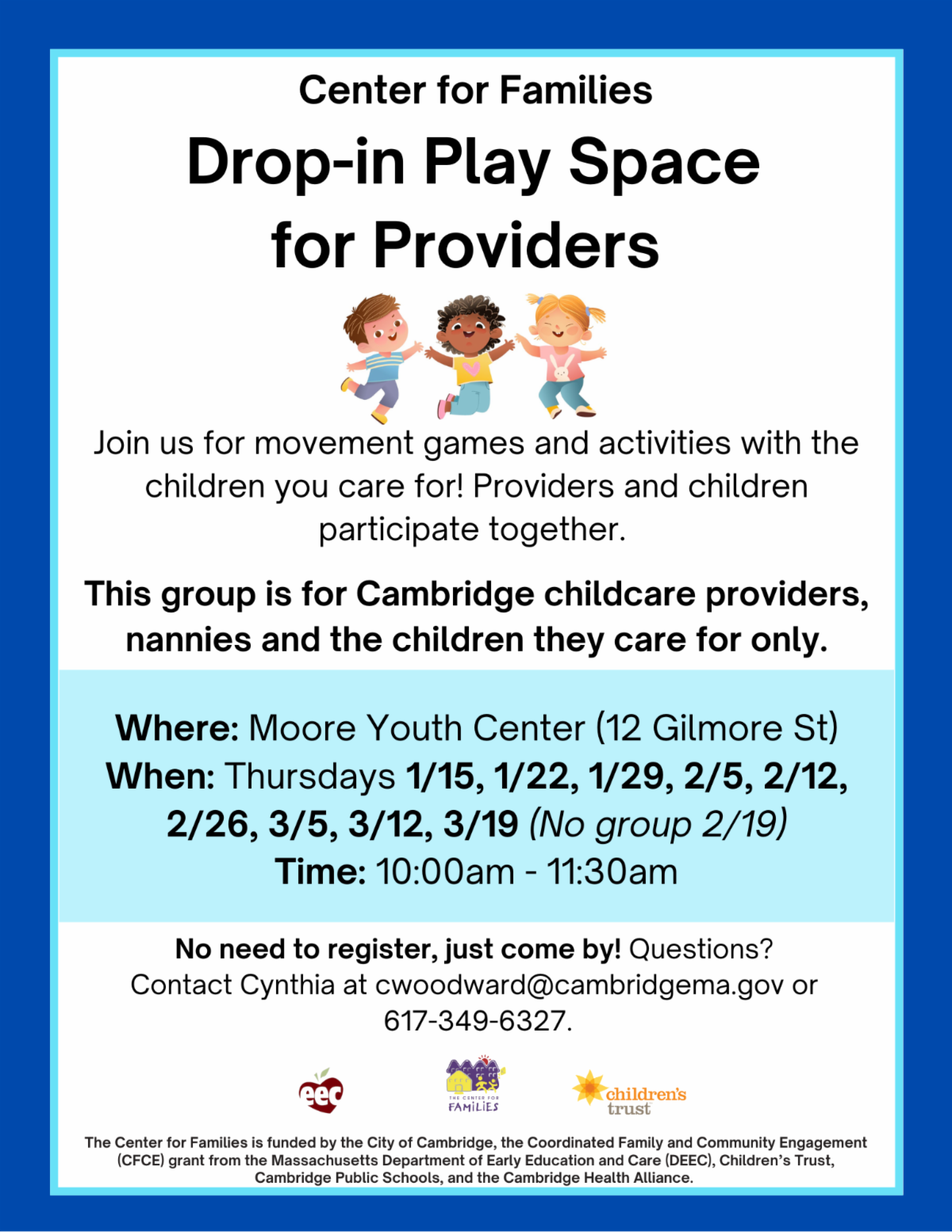 Drop-In Play Space for Providers flyer