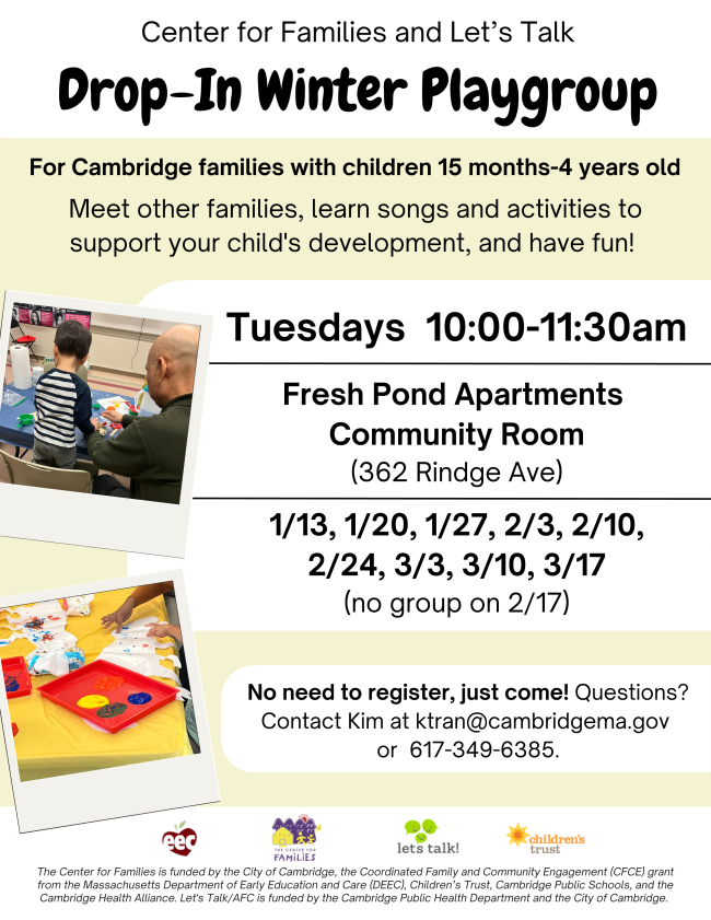Drop-In Winter Playgroup flyer