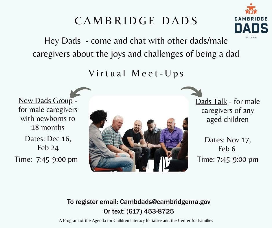 Cambridge Dads Virtual Meet-Ups flyer