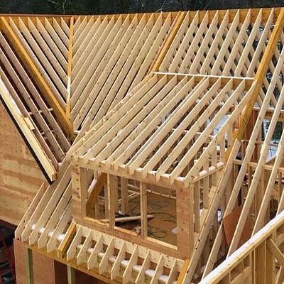 Precut rafters supplied by Builders FirstSource New England Region manufacturing