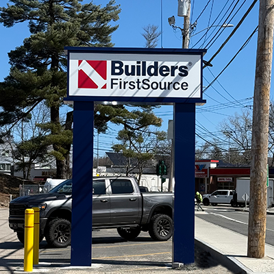 Newton MA Builders FirstSource street sign